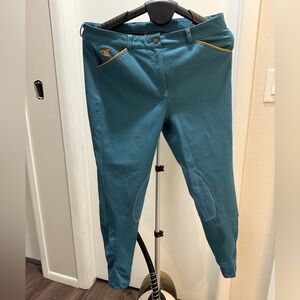 Teal Riding Pants with Gold Accents